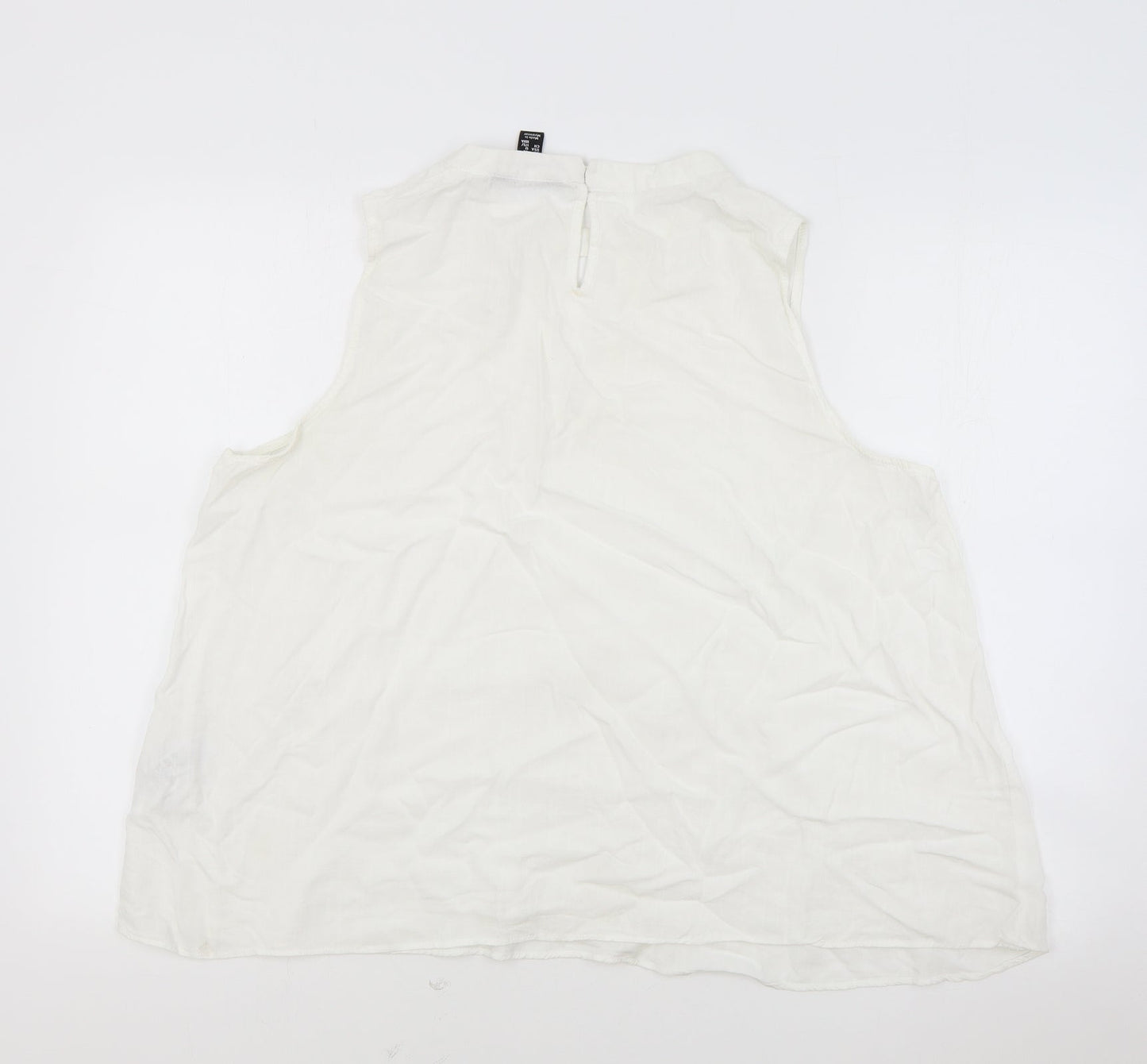 New Look Womens White Viscose Basic Tank Size 16 Boat Neck