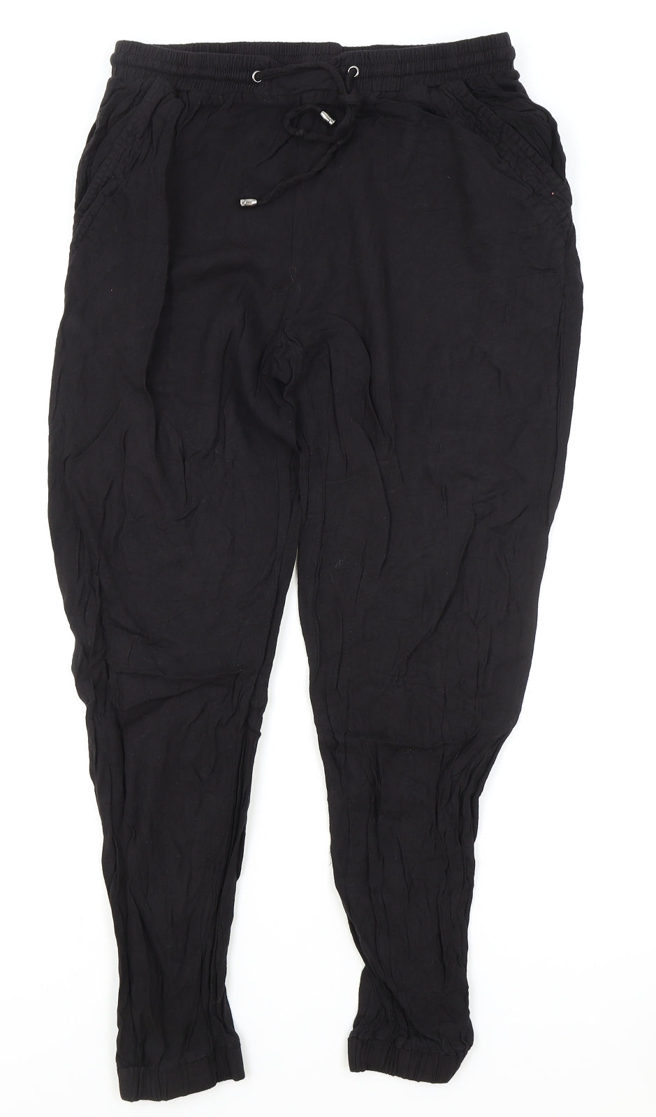 New Look Womens Black Polyester Bloomer Trousers Size 12 L25 in Regular Drawstring