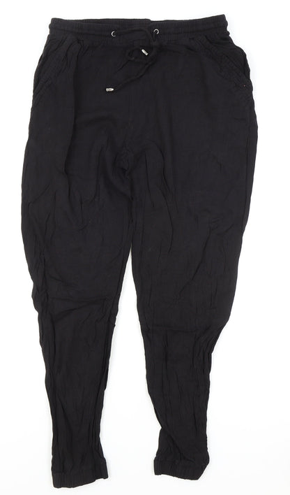 New Look Womens Black Polyester Bloomer Trousers Size 12 L25 in Regular Drawstring