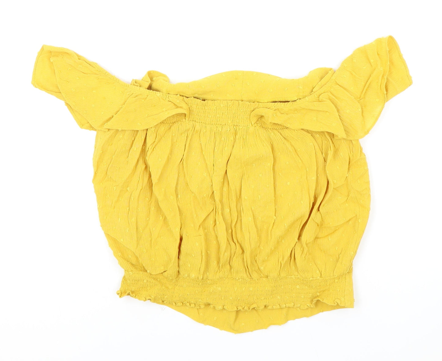 Oasis Womens Yellow Viscose Basic Blouse Size 8 Off the Shoulder
