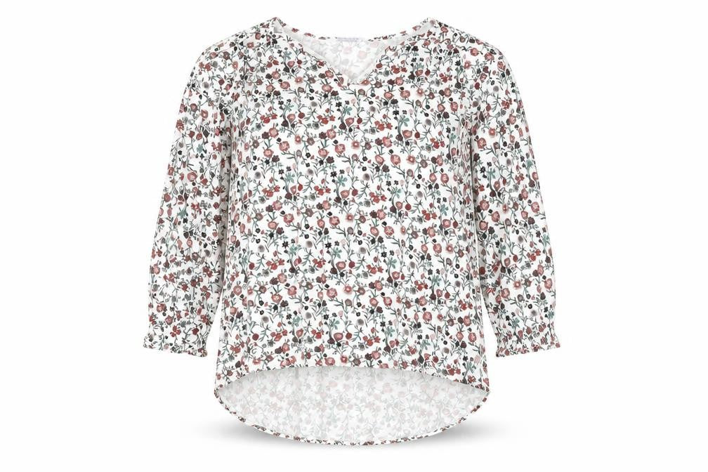 Gina Womens White Floral Viscose Basic Blouse Size 44 Boat Neck