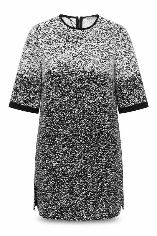 Phase Eight Womens White Geometric Polyester T-Shirt Dress Size 10 Round Neck Zip