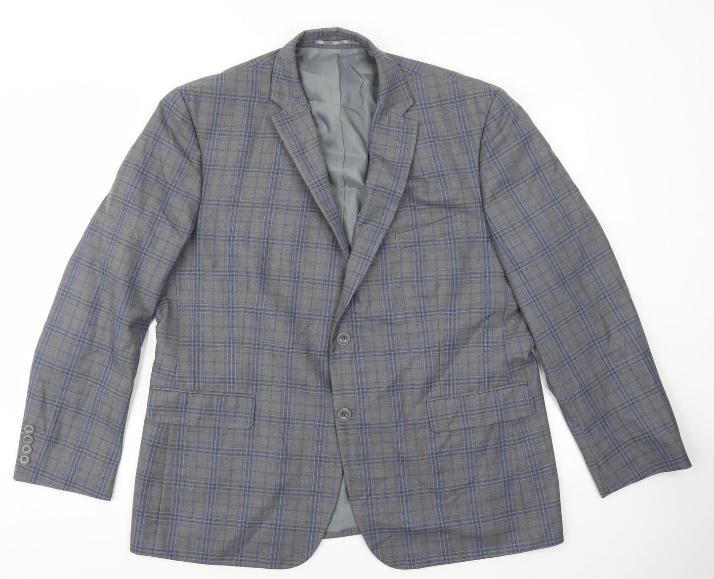 British Tailor Mens Grey Plaid Polyester Jacket Suit Jacket Size S