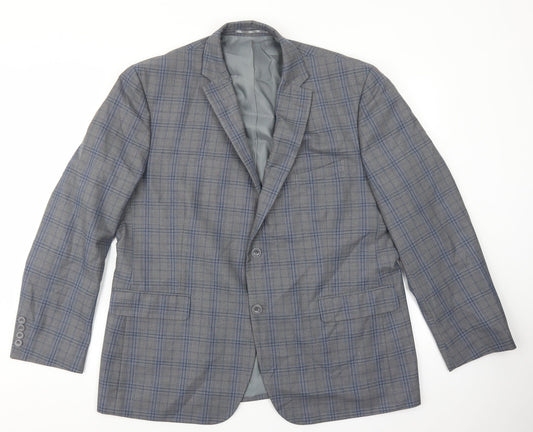 British Tailor Mens Grey Plaid Polyester Jacket Suit Jacket Size S