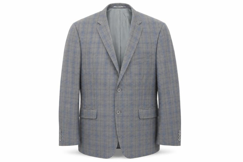 British Tailor Mens Grey Plaid Polyester Jacket Suit Jacket Size S