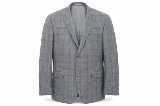 British Tailor Mens Grey Plaid Polyester Jacket Suit Jacket Size S
