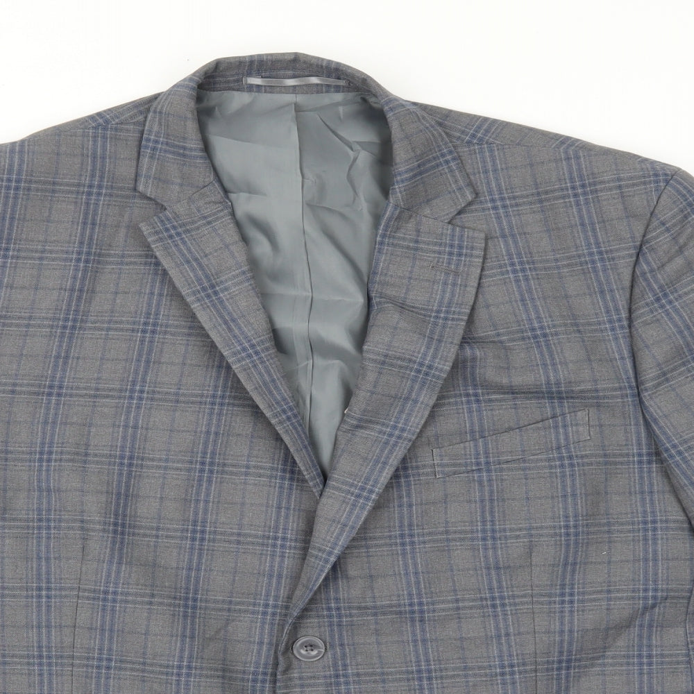 British Tailor Mens Grey Plaid Polyester Jacket Suit Jacket Size S