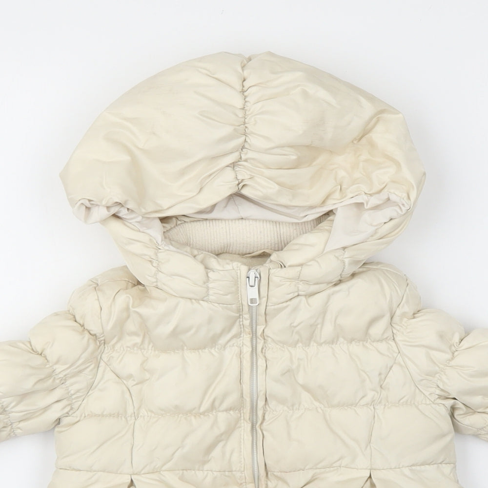 Gap Girls Ivory Puffer Jacket Coat Size 2 Years Zip