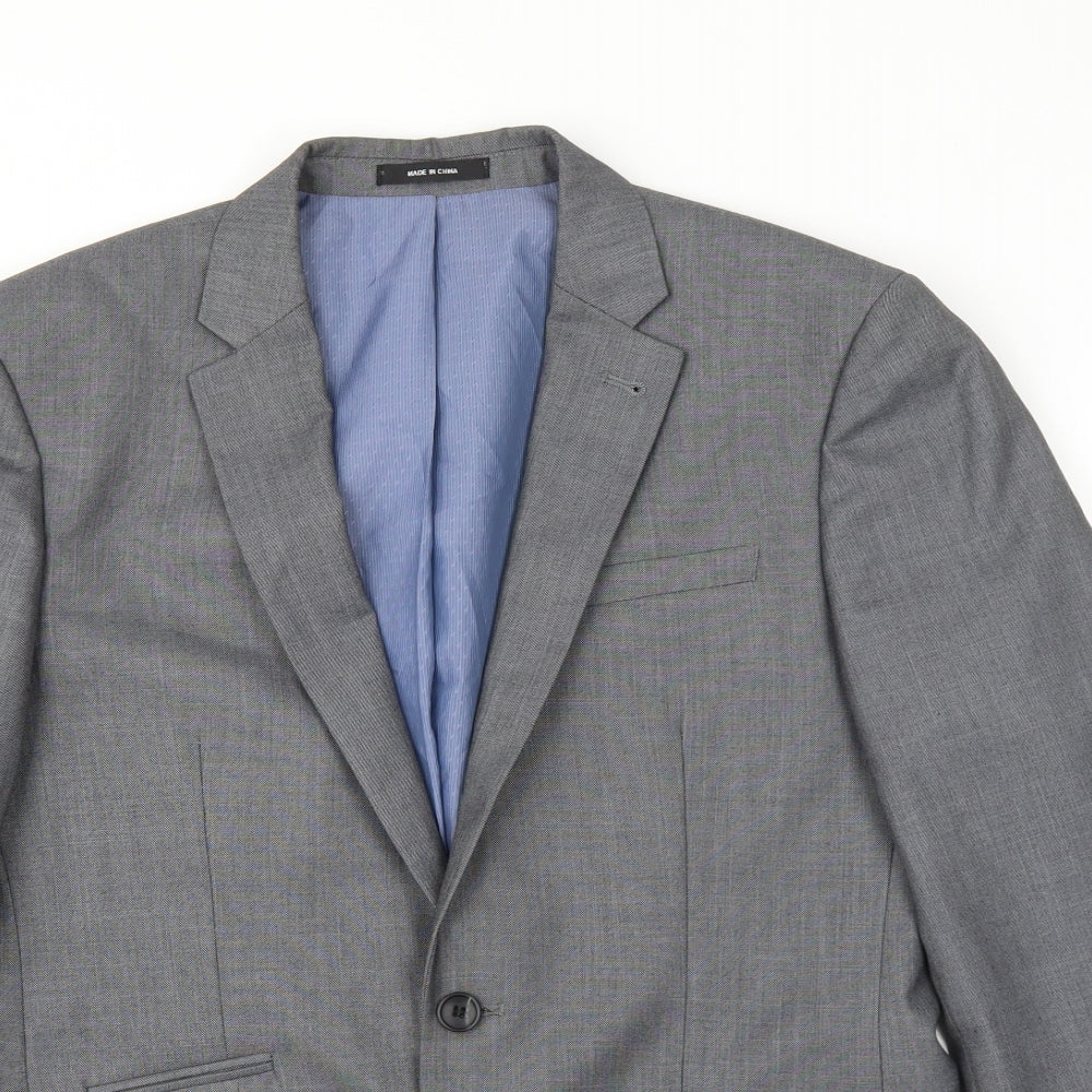 Cedar Wood State Mens Grey Polyester Jacket Suit Jacket Size S
