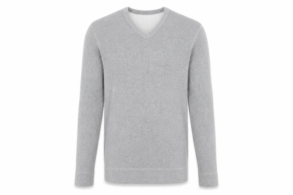 Burton Mens Grey V-Neck Cotton Pullover Jumper Size L