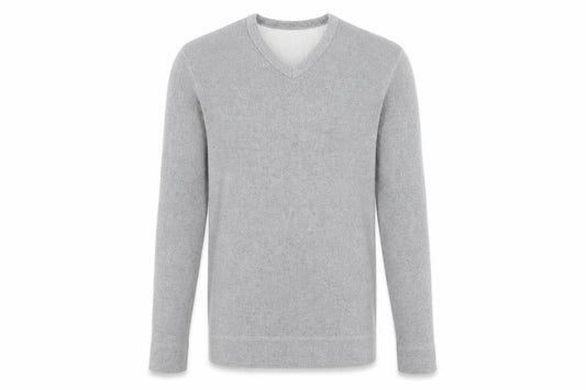 Burton Mens Grey V-Neck Cotton Pullover Jumper Size L