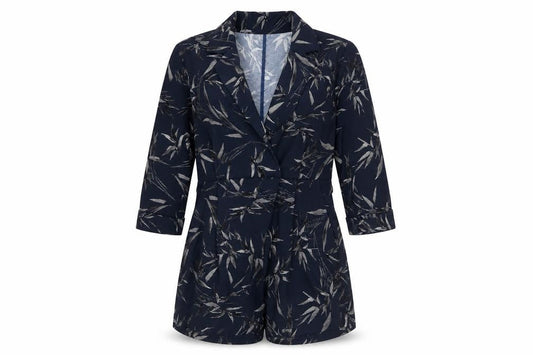 Topshop Womens Blue Floral Polyester Playsuit One-Piece Size 8 Button - Leaf Pattern