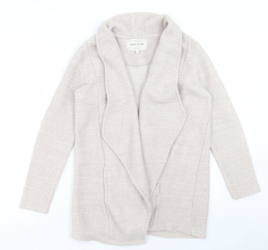River Island Womens Beige V-Neck Cotton Cardigan Jumper Size 8