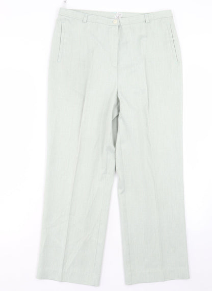 Preloved BHS Womens Green Polyester Trousers Size 12 L26 in Regular Button - Front