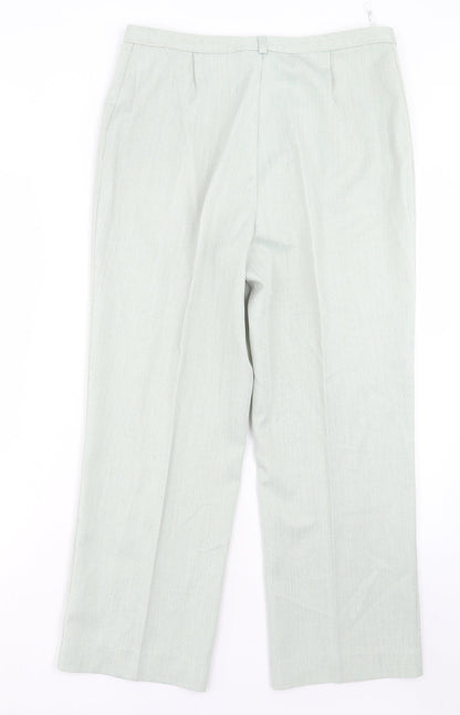 Preloved BHS Womens Green Polyester Trousers Size 12 L26 in Regular Button - Back