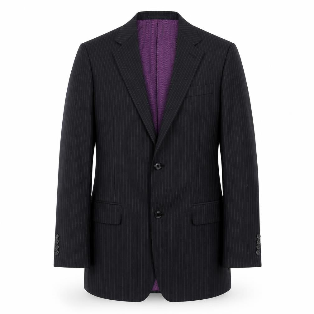 Racing Green Mens Black Striped Wool Jacket Suit Jacket Size 36