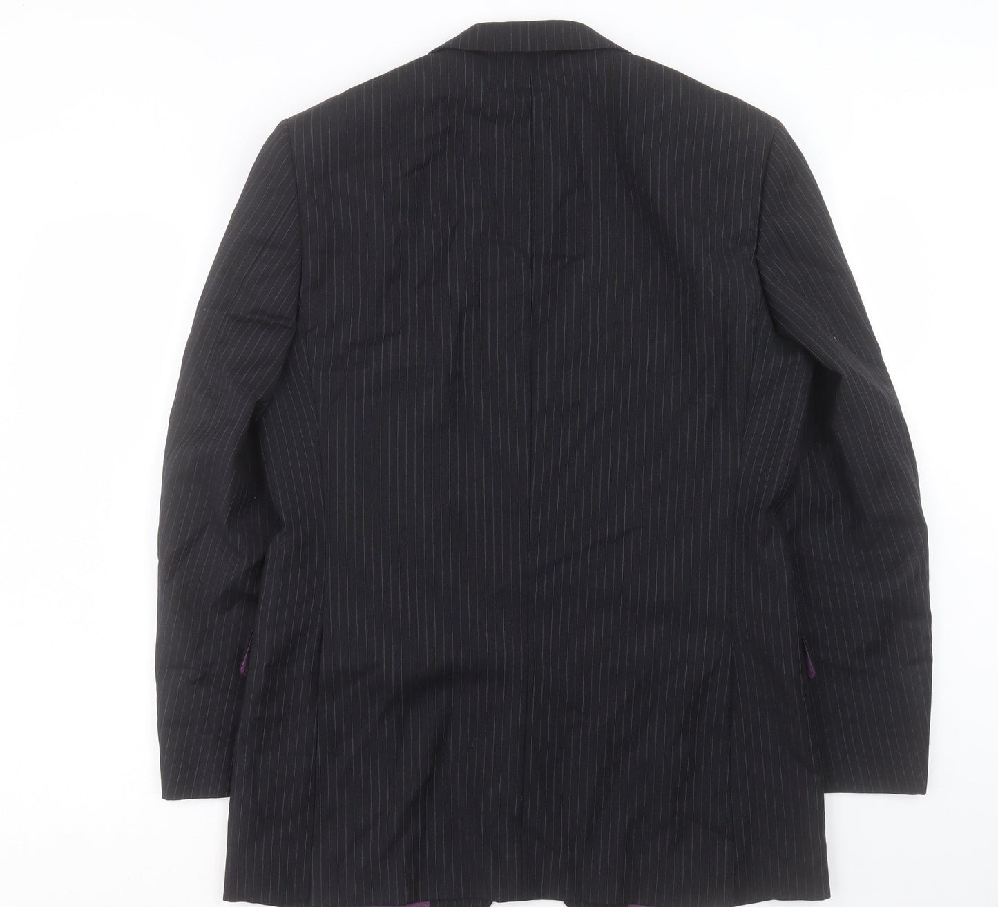 Racing Green Mens Black Striped Wool Jacket Suit Jacket Size 36