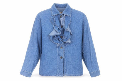PASH U DENIM Womens Blue Cotton Basic Button-Up Size S Collared