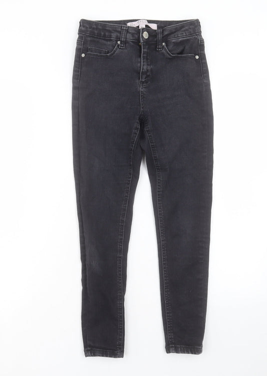 Miss Selfridge Womens Black Cotton Skinny Jeans Size 8 L24 in Regular Button