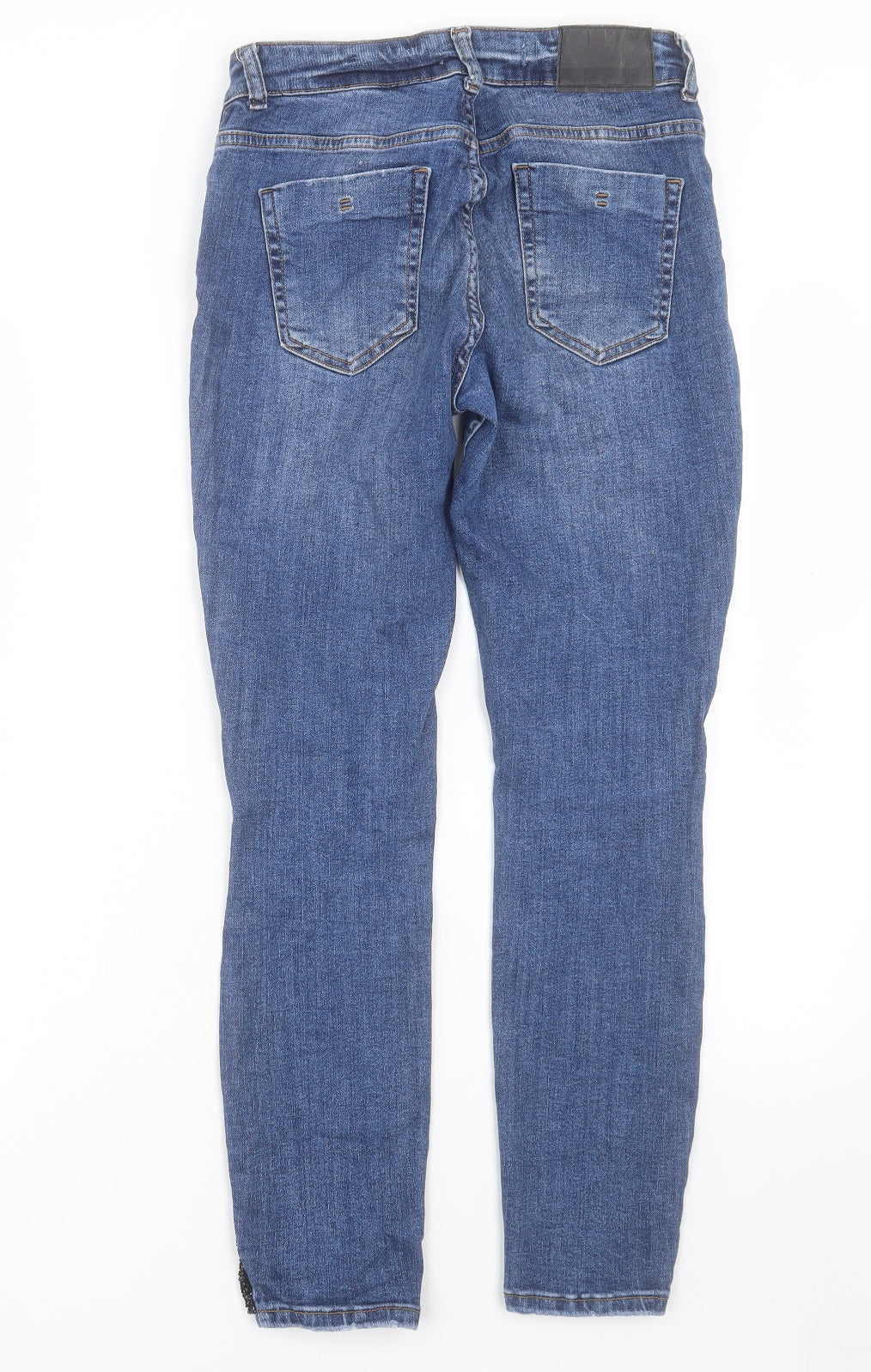 Zara Womens Blue Cotton Skinny Jeans Size 8 L26 in Regular Button