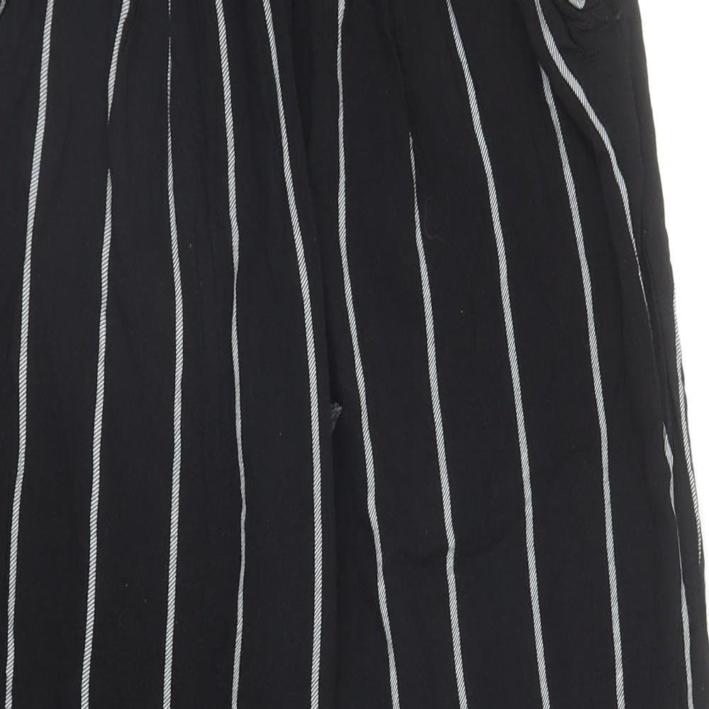 PRETTYLITTLETHING Womens Black Striped Viscose Harem Trousers Size 6 L23 in Regular Drawstring