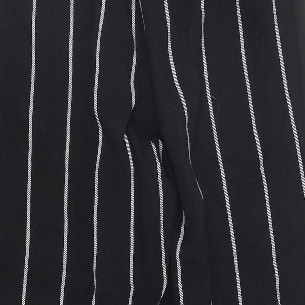 PRETTYLITTLETHING Womens Black Striped Viscose Harem Trousers Size 6 L23 in Regular Drawstring