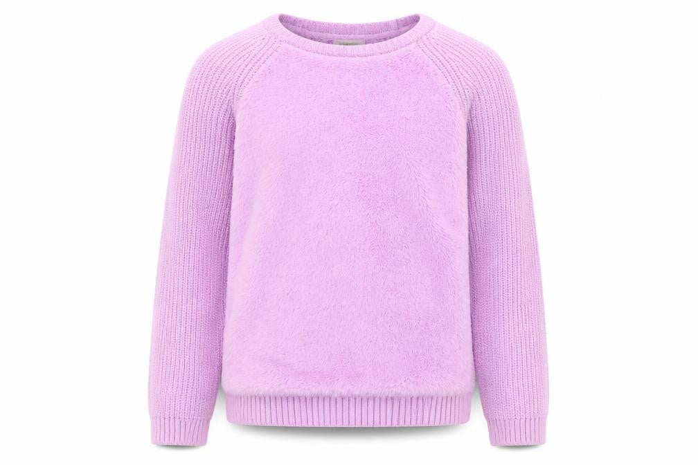 LC Waikiki Girls Purple Round Neck Acrylic Pullover Jumper Size 10-11 Years Pullover - Fluffy Front