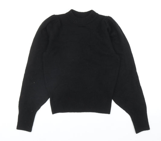 Preworn Womens Black Mock Neck Acrylic Pullover Jumper Size XS