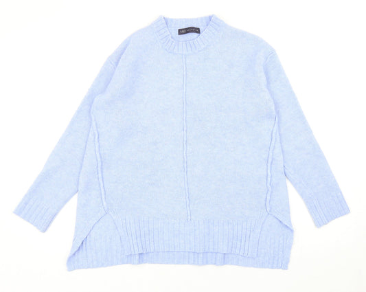 Marks and Spencer Womens Blue Mock Neck Acrylic Pullover Jumper Size S