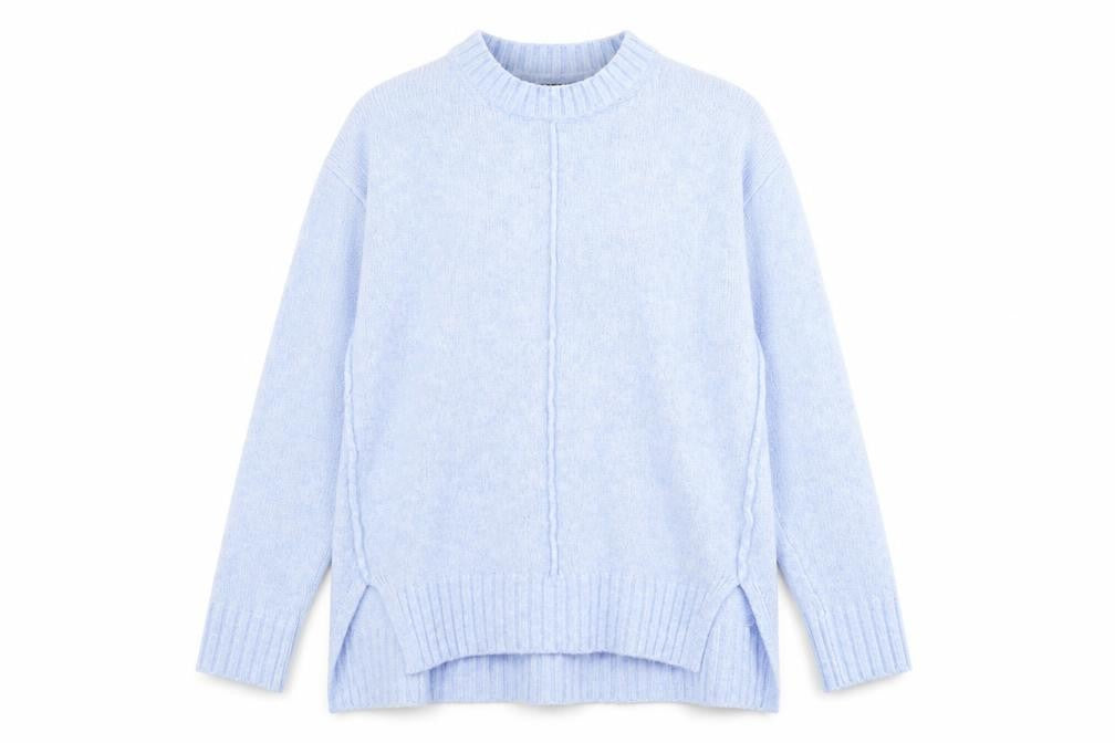 Marks & Spencer Womens Blue Mock Neck Acrylic Pullover Jumper Size S