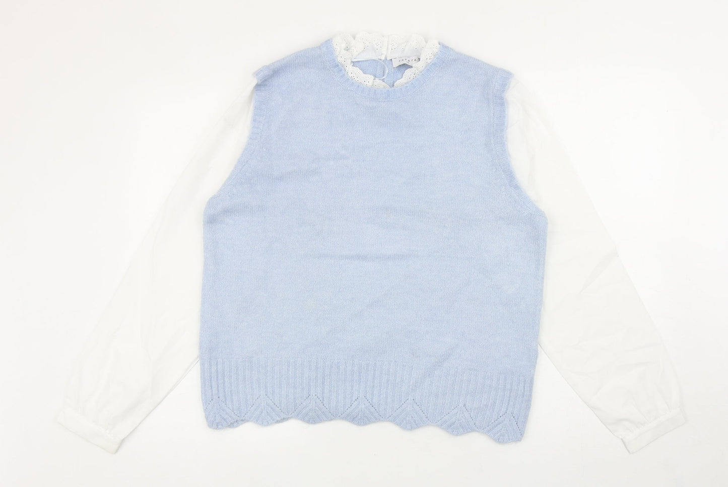 Papaya Womens Blue Mock Neck Acrylic Pullover Jumper Size 14
