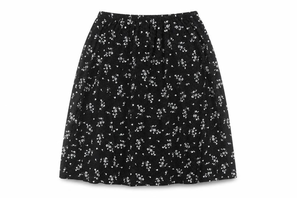 Preworn Womens Black Floral Viscose Swing Skirt Size 2XL