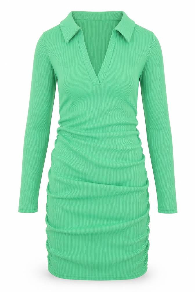Me Me X Womens Green Polyester Bodycon Size 8 Collared Pullover - Ribbed