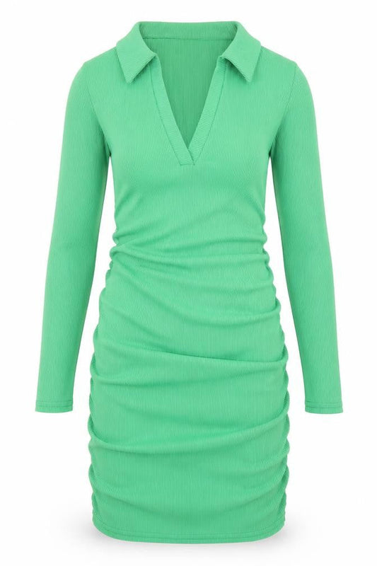 Me Me X Womens Green Polyester Bodycon Size 8 Collared Pullover - Ribbed