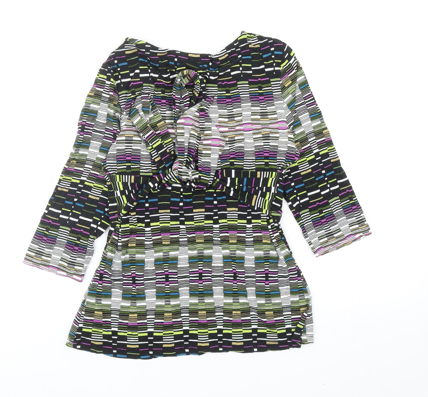 Wallis Womens Multicoloured Geometric Viscose Basic Blouse Size 12 V-Neck