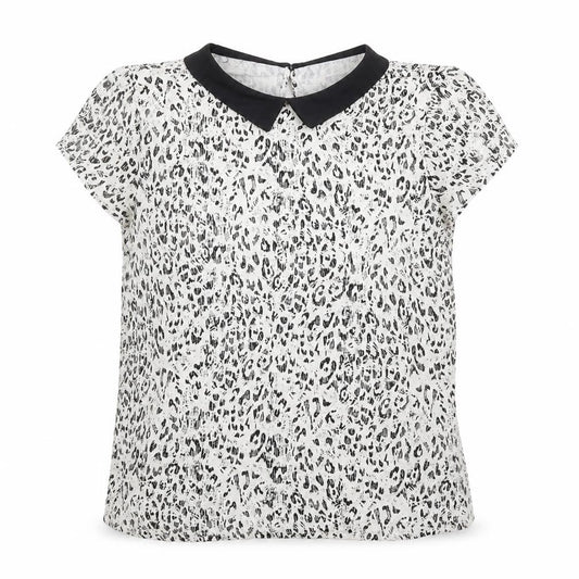 Atmosphere Womens White Animal Print Viscose Basic Blouse Size 12 Collared - Leopard Print