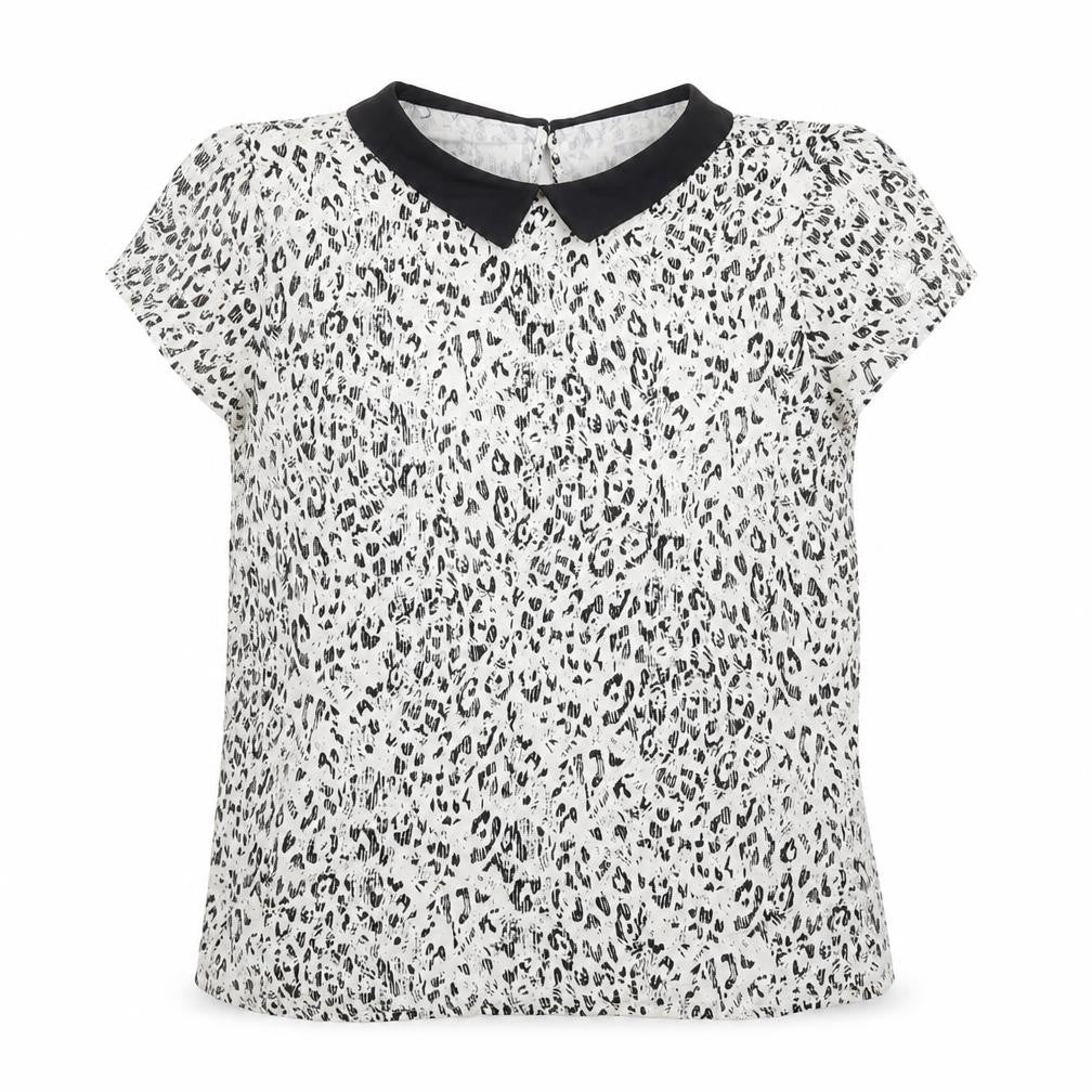 Atmosphere Womens White Animal Print Viscose Basic Blouse Size 12 Collared - Leopard Print