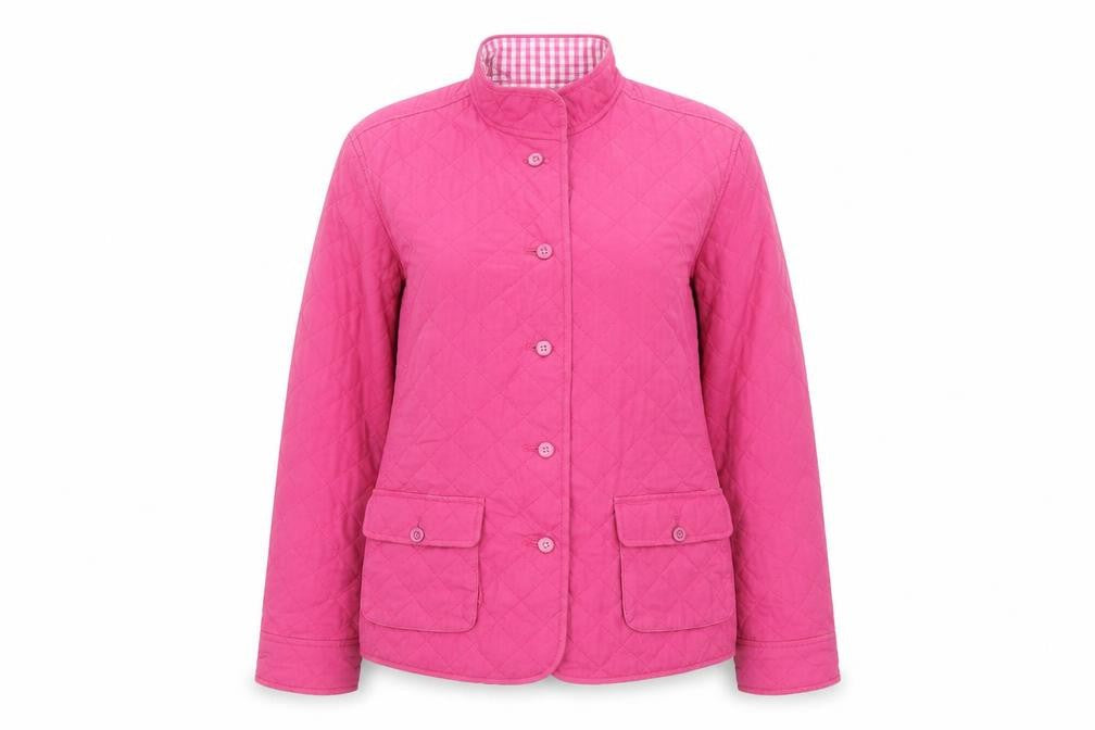 Lands' End Womens Pink Quilted Jacket Size 6 Button - UK Size 6-8