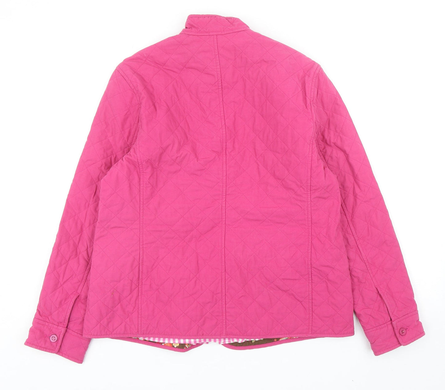 Lands' End Womens Pink Quilted Jacket Size 6 Button - UK Size 6-8