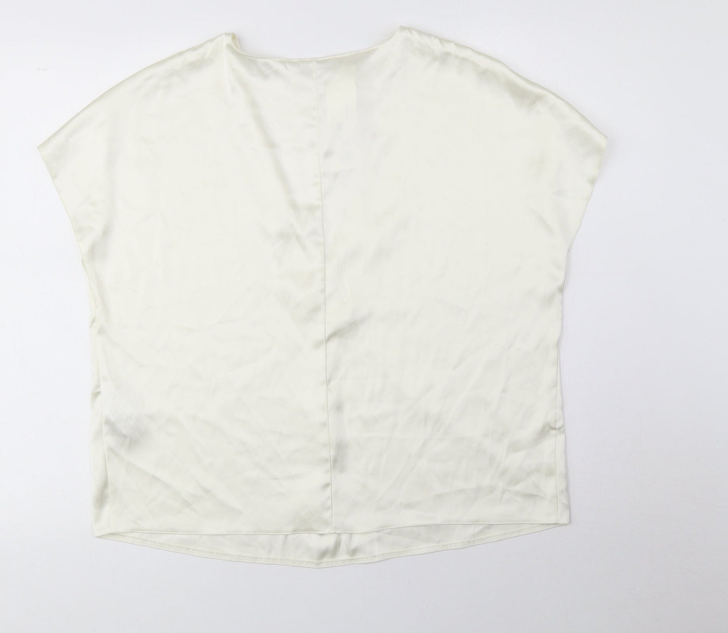 Zara Womens White Polyester Basic Blouse Size S V-Neck