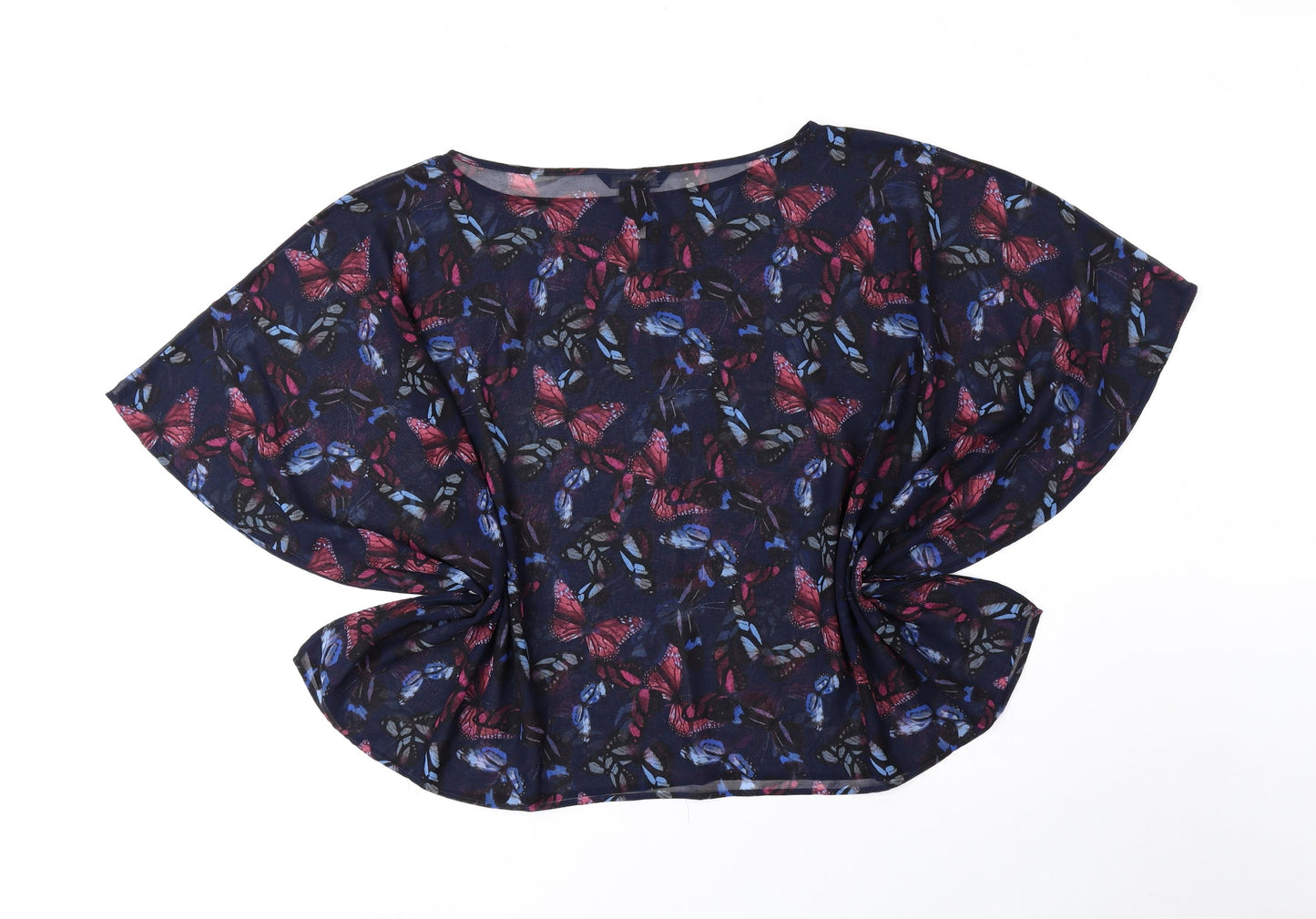 NEXT Womens Blue Geometric Polyester Basic Blouse Size 10 Round Neck - Butterfly Pattern