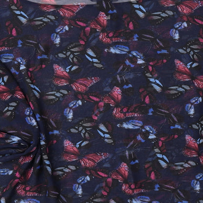 Next Womens Blue Geometric Polyester Basic Blouse Size 10 Round Neck - Butterfly Pattern