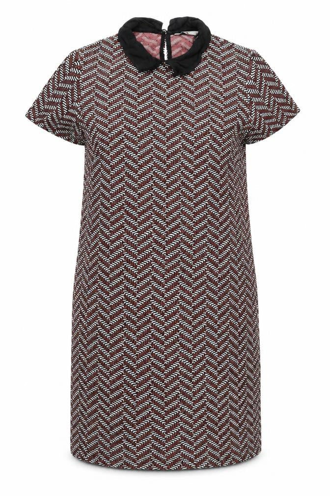 TU Womens Multicoloured Geometric Polyester Sheath Size 14 Collared Button
