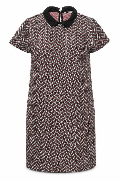 Tu Womens Multicoloured Geometric Polyester Sheath Size 14 Collared Button