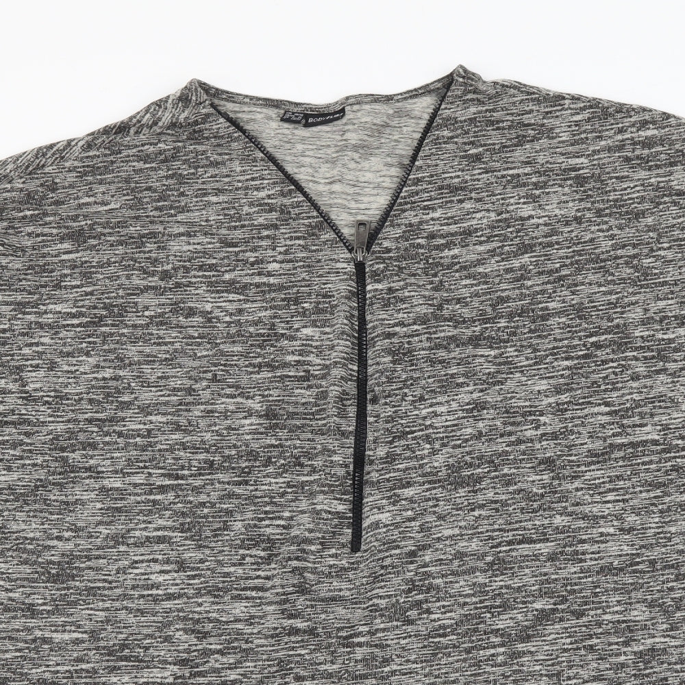 Body Flirt Womens Grey Geometric Viscose Basic Blouse Size XL V-Neck