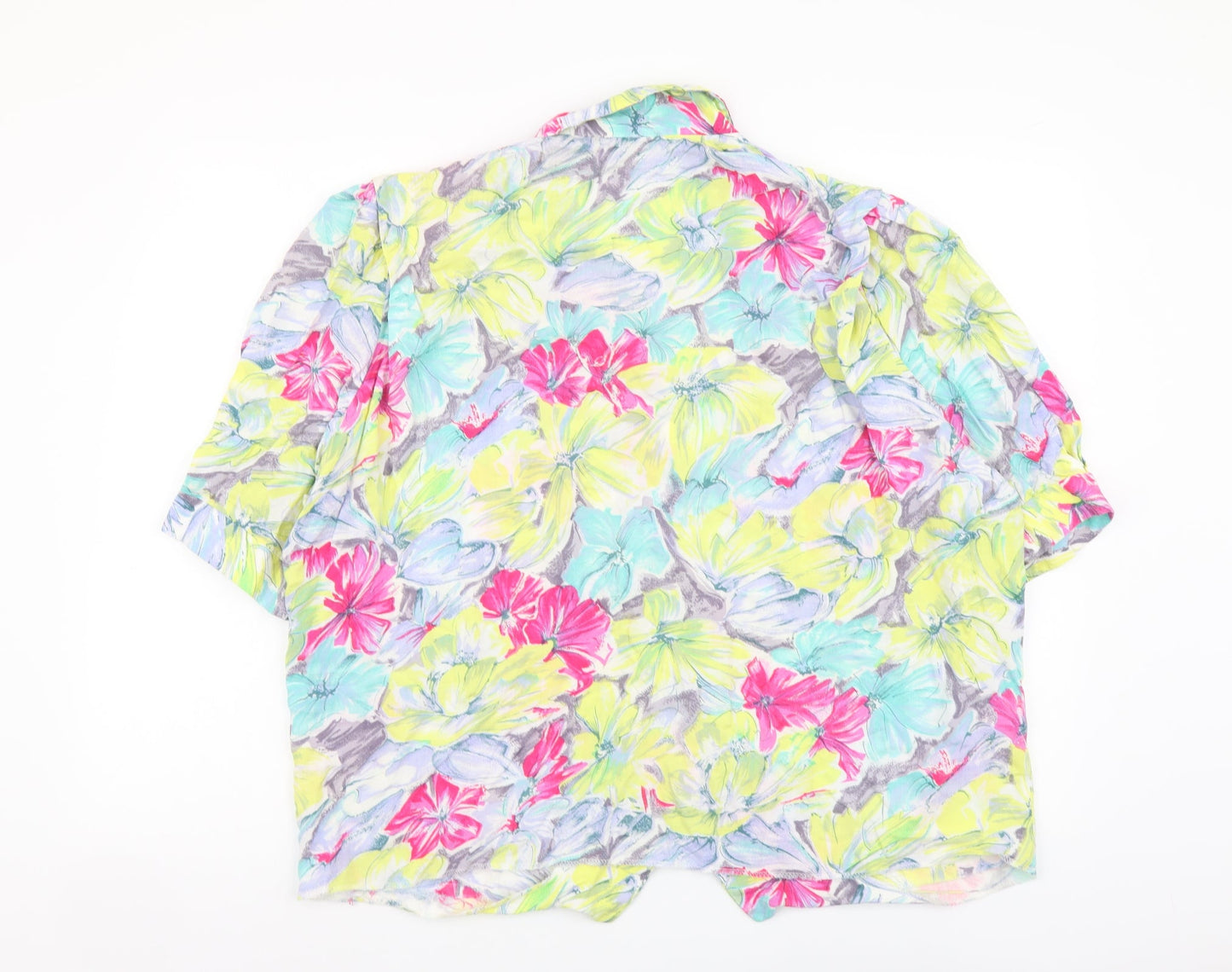 O-Batel Womens Multicoloured Floral Viscose Basic Button-Up Size XL Collared
