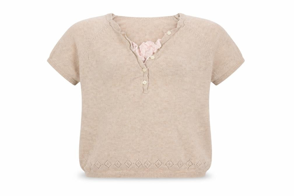 Jacodi Girls Beige V-Neck Cotton Pullover Jumper Size 10 Years Pullover
