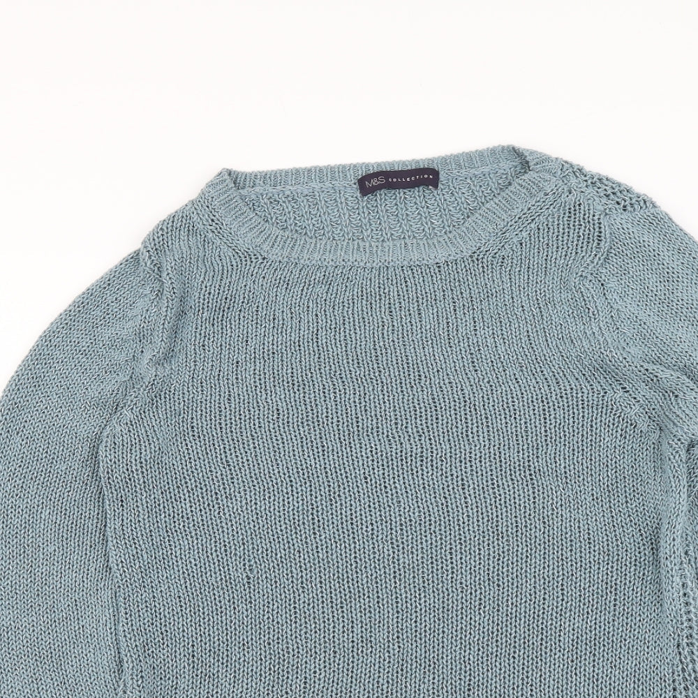 Marks and Spencer Womens Blue Round Neck Acrylic Pullover Jumper Size 12