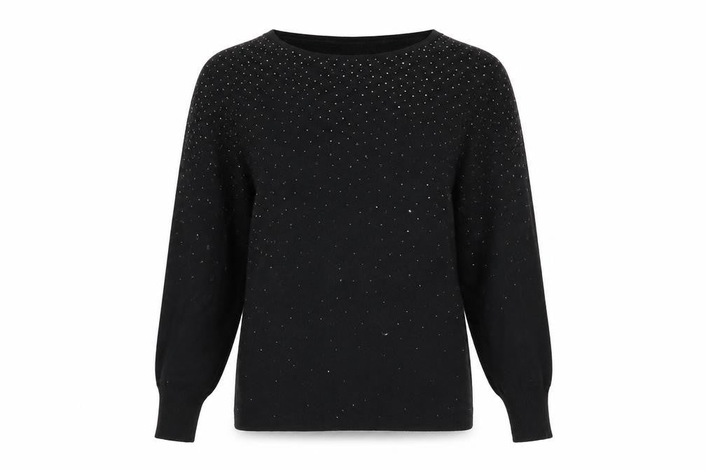 Monsoon Womens Black Boat Neck Viscose Pullover Jumper Size S