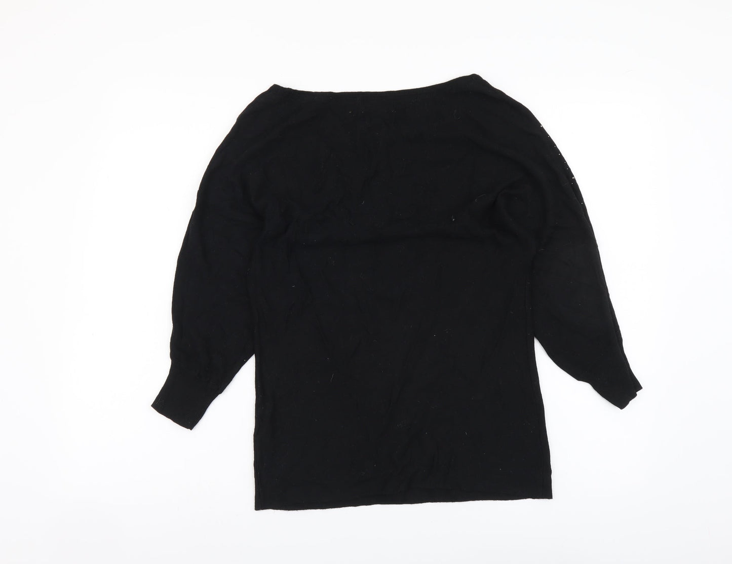 Monsoon Womens Black Boat Neck Viscose Pullover Jumper Size S